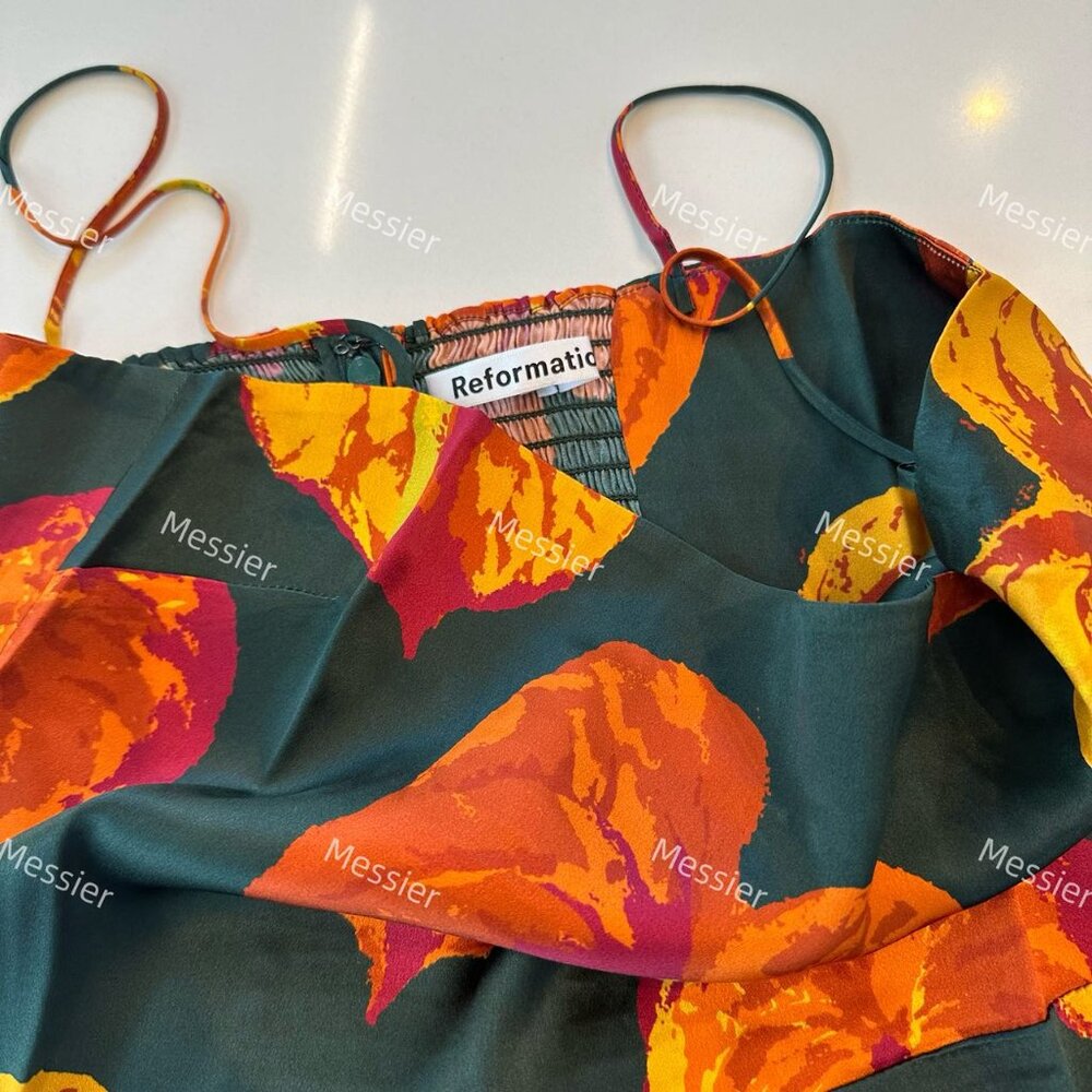 Reformation Frankie Silk Dress in Daiquiri - Picture 7 of 12